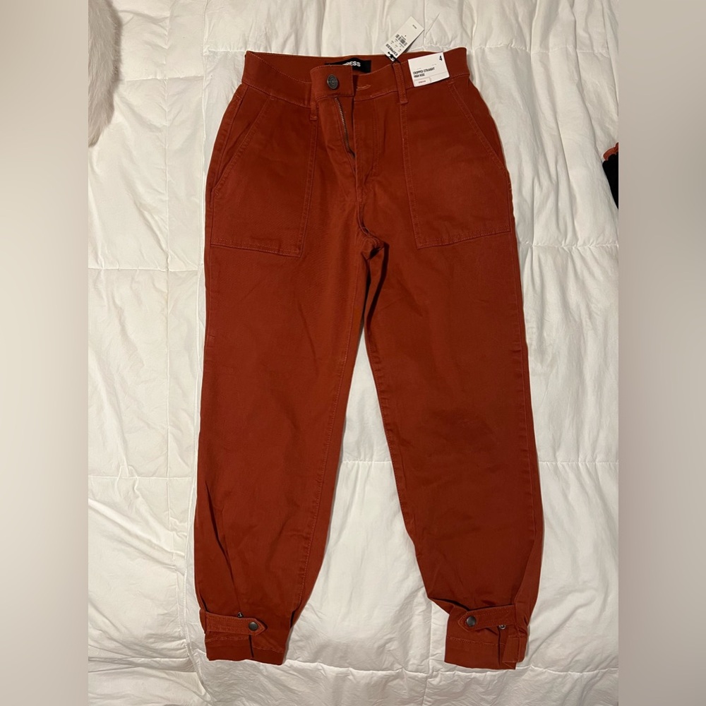 Express Cropped Straight High-rise Pants (Stretch)